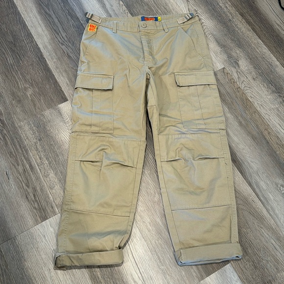 Empyre Kids Loose Fit Khaki Cargo Skate Pants - Picture 1 of 4